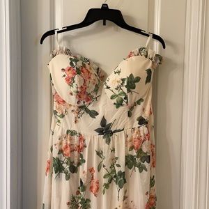 Fashion Nova 2X strapless Maxi Floral Dress